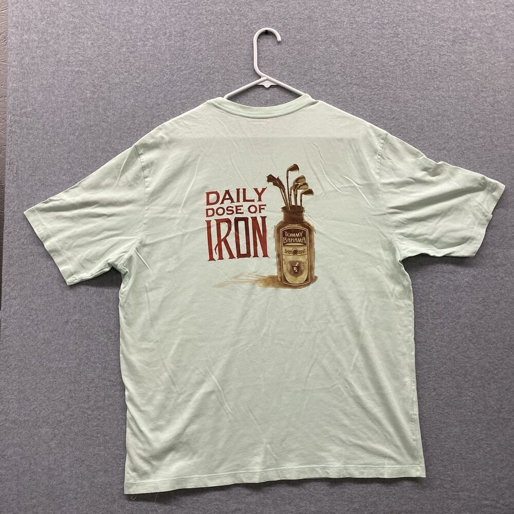 Tommy Bahama Relax Golf T-Shirt Men’s Large Mint Green Daily Dose of Iron Tee